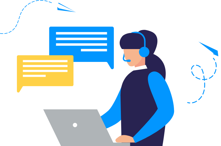 woman with headphones and laptop